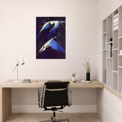 Black Evergreen Forest - Eyvind Earle Brushed Aluminum Print - 70x100 cm / 28x40 inches | Eyvind Earle Aluminum Print | Eyvind Earle Prints