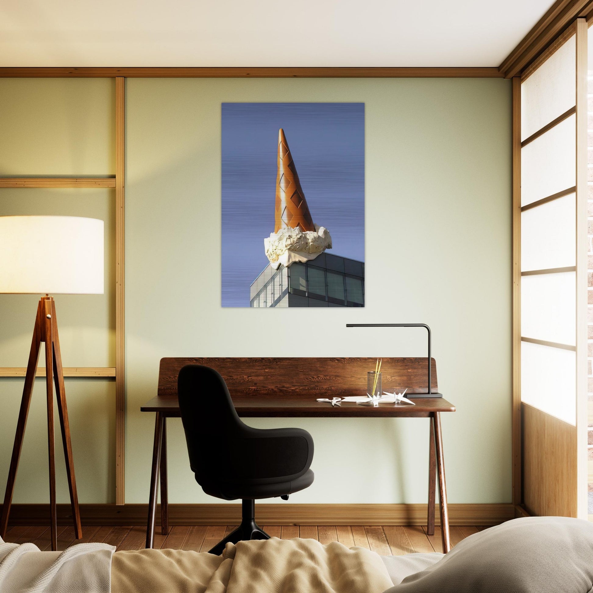 DROPPED CONE COLLABORATION WITH VAN BRUGGEN 2001 - Claes Oldenburg Brushed Aluminum Print - 70x100 cm / 28x40 inches | Claes Oldenburg Aluminum Print | Claes Oldenburg Prints