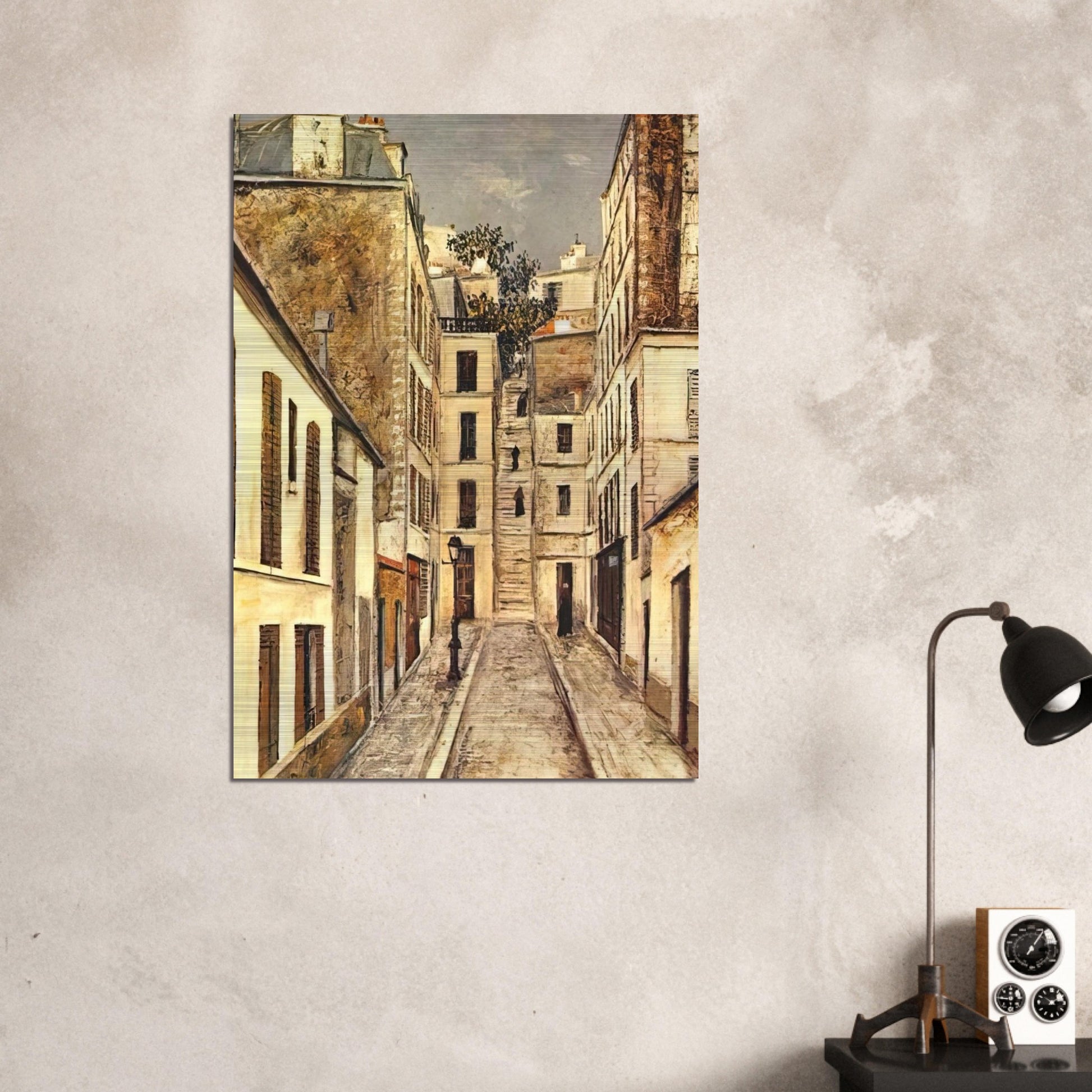 THE PASSAGE THE DEAD END - Maurice Utrillo Brushed Aluminum Print - 70x100 cm / 28x40 inches | Maurice Utrillo Aluminum Print | Maurice Utrillo Prints