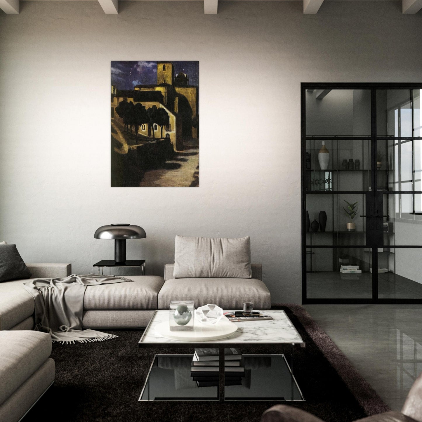 NIGHT SCENE IN AVILA 1907 - Diego Rivera Brushed Aluminum Print - 70x100 cm / 28x40 inches | Diego Rivera Aluminum Print | Diego Rivera Prints