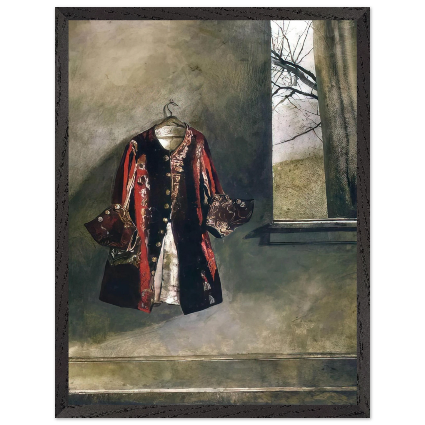 Andrew Wyeth - CURTAIN CALL Wall Art - 60x80 cm / 24x32 inches - Premium Wooden Framed Poster With Fine Art Paper-canvas - White frame