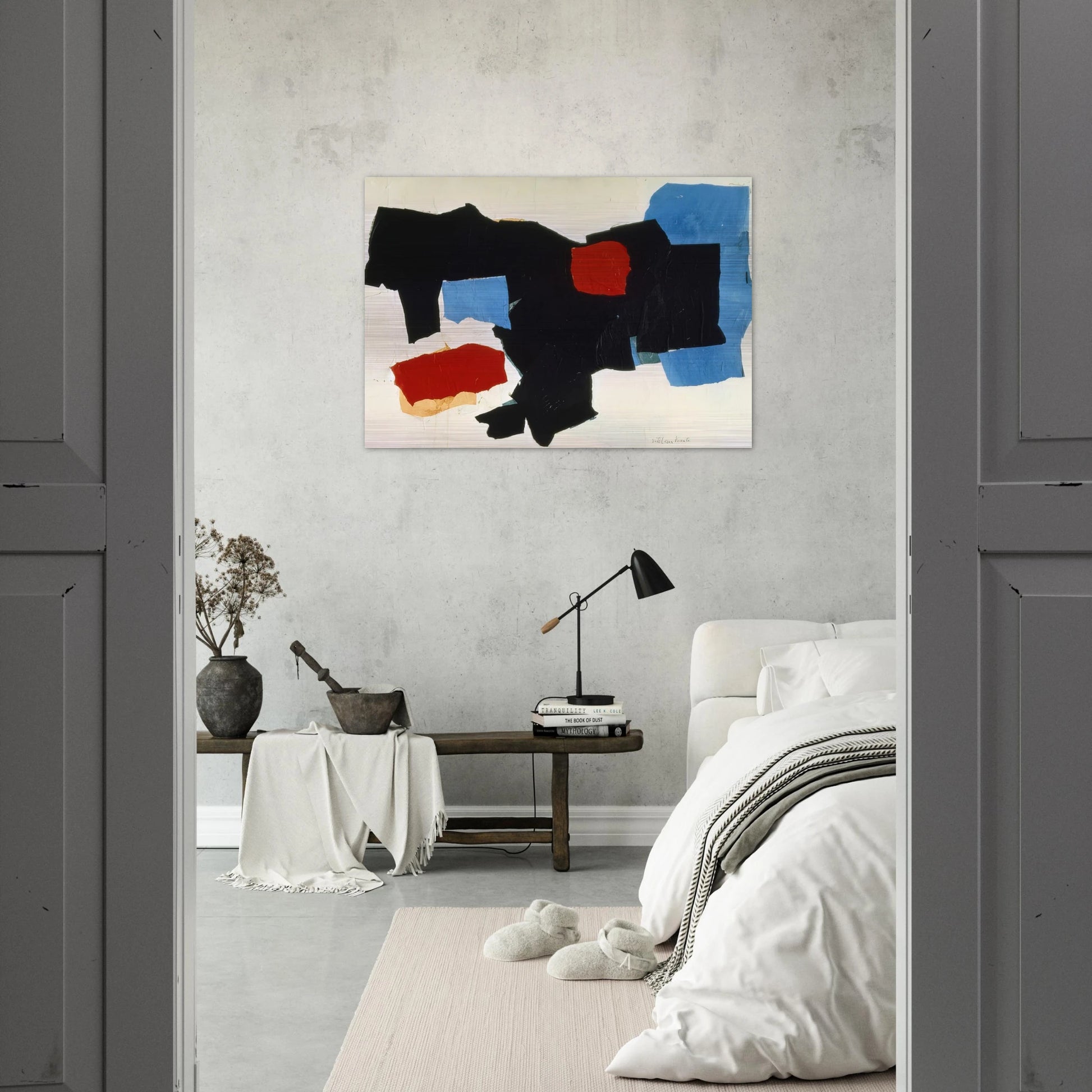 BLUE RED BLACK AND WHITE 1961 - Esteban Vicente Brushed Aluminum Print - 70x100 cm / 28x40 inches | Esteban Vicente Aluminum Print | Esteban Vicente Prints