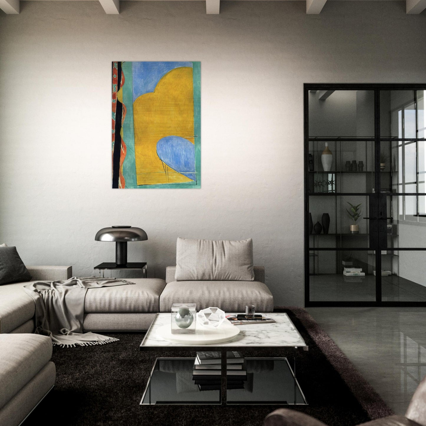 THE YELLOW CURTAIN - Henri Matisse Brushed Aluminum Print - 70x100 cm / 28x40 inches | Henri Matisse Aluminum Print | Henri Matisse Prints
