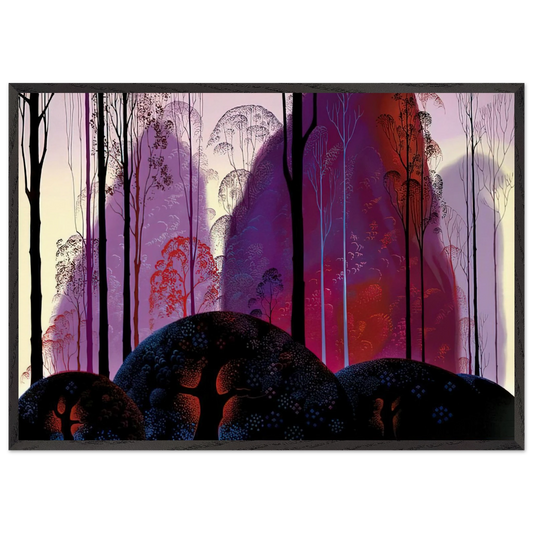 Mauve Red and Purple - Eyvind Earle 70x100 cm / 28x40 inches Framed Art Print – Black Wooden Frame