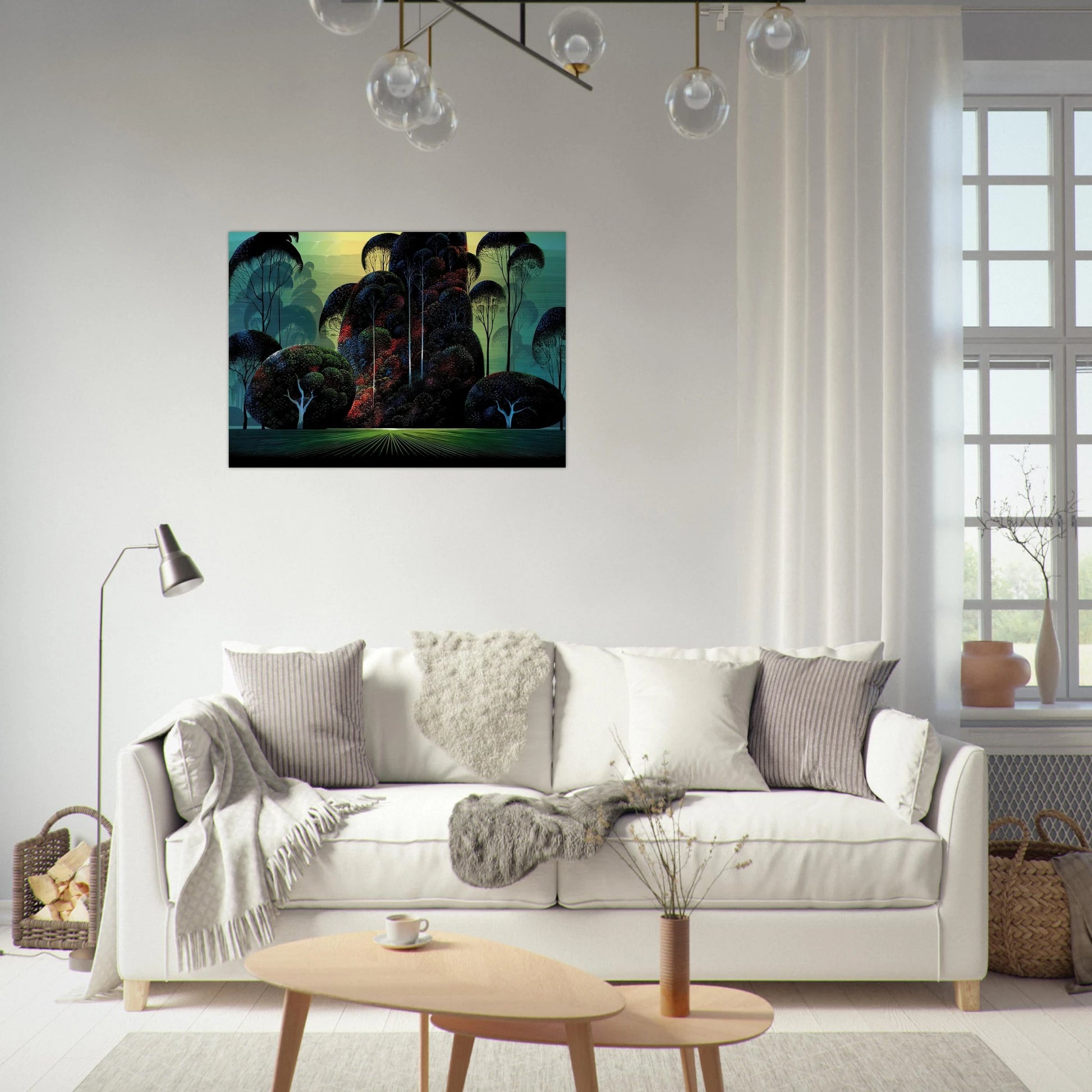 Mendacino - Eyvind Earle Brushed Aluminum Print - 70x100 cm / 28x40 inches | Eyvind Earle Aluminum Print | Eyvind Earle Prints