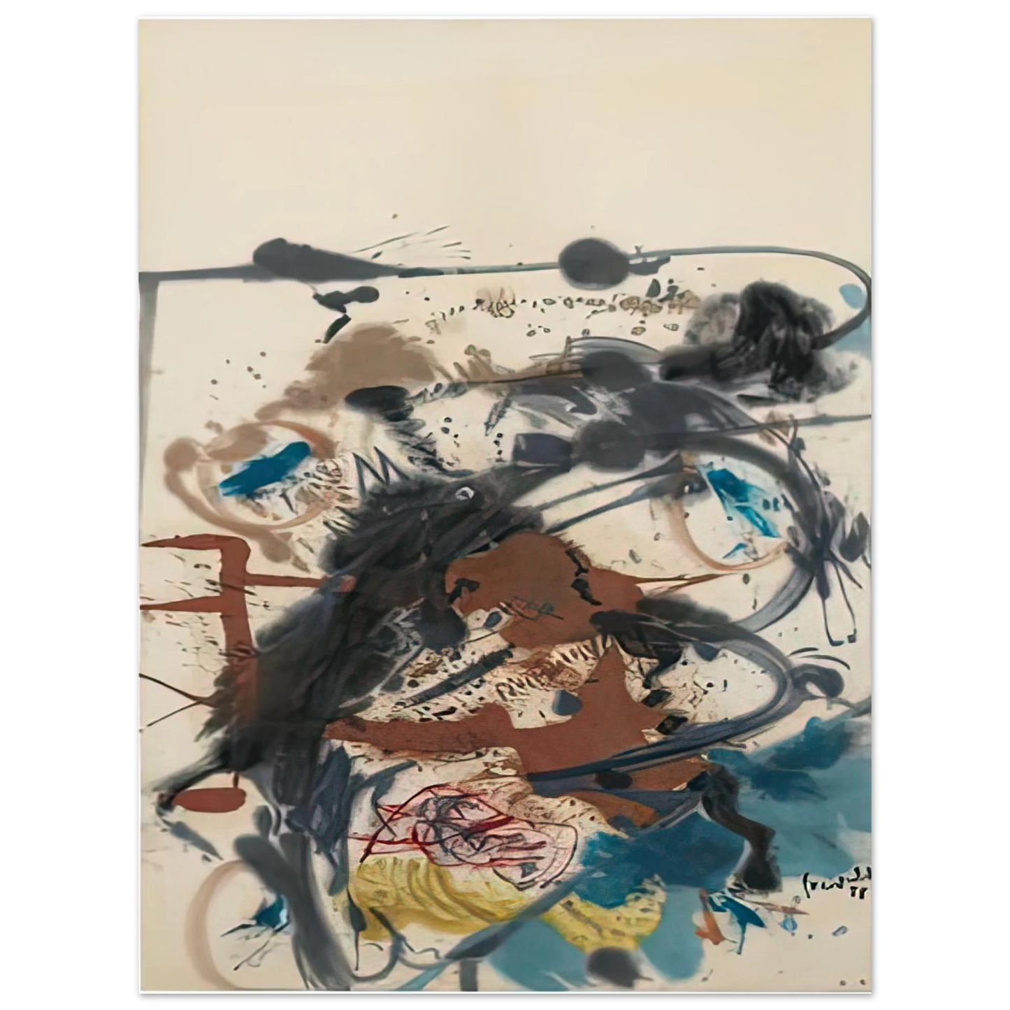 Helen Frankenthaler - Winter Hunt, 1958- Wall Art - 21x29.7 cm / 8x12" - Fine Art Poster-canvas - -