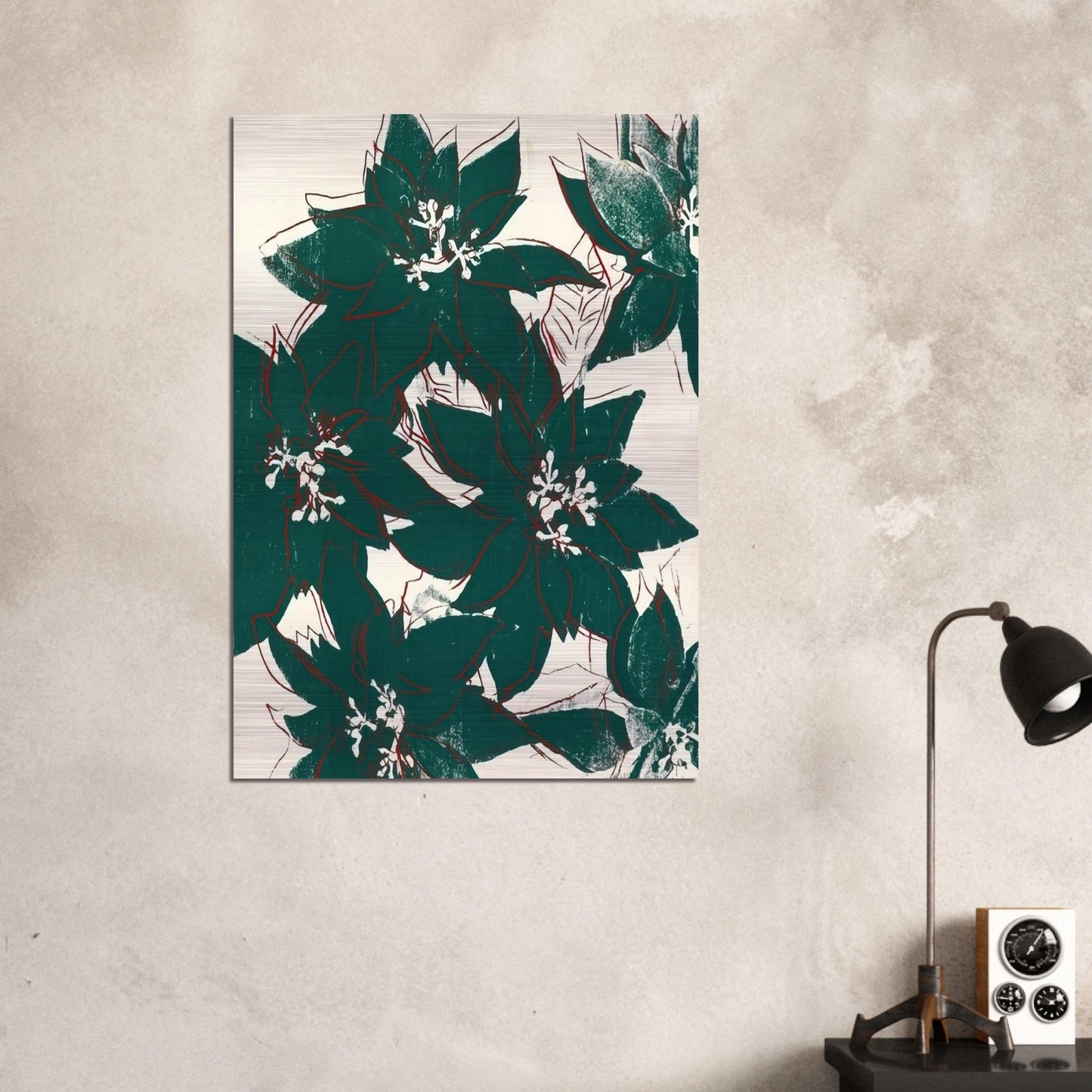 Poinsetta - Andy Warhol Brushed Aluminum Print - 70x100 cm / 28x40 inches | Andy Warhol Aluminum Print | Andy Warhol Prints