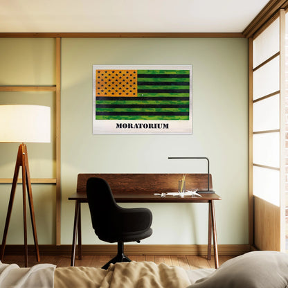 MORATORIUM FLAG - Jasper Johns Brushed Aluminum Print - 70x100 cm / 28x40 inches | Jasper Johns Aluminum Print | Jasper Johns Prints
