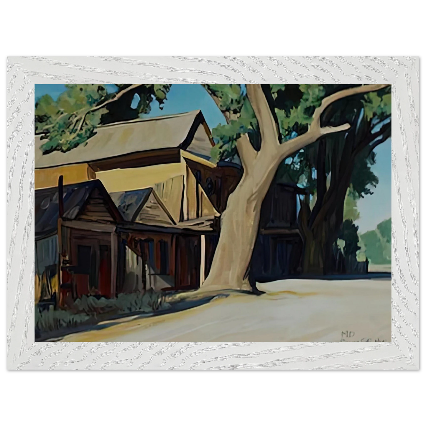 Maynard Dixon - OLD CHINATOWN CARSON CITY NEVADA 1937 Wall art - 30x45 cm / 12x18 inches - Premium Wooden Framed Poster With Fine Art Paper-canvas - Black frame