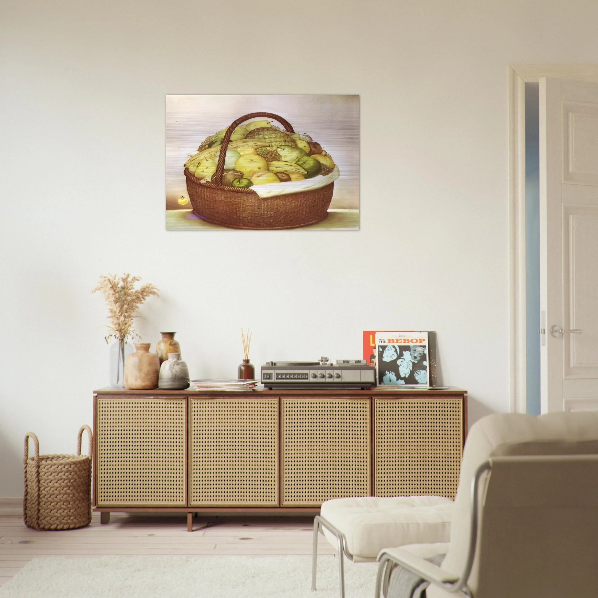 FRUIT BASKET - Fernando Botero Brushed Aluminum Print - 70x100 cm / 28x40 inches | Fernando Botero Aluminum Print | Fernando Botero Prints
