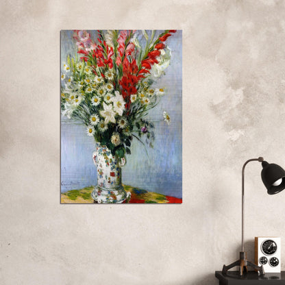 Bouquet of Gadiolas, Lilies and Dasies - claude monet Brushed Aluminum Print - 70x100 cm / 28x40 inches | claude monet Aluminum Print | claude monet Prints