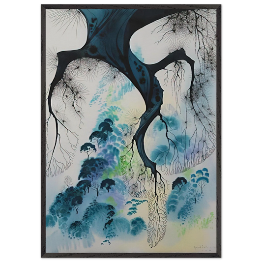 Coastline - Eyvind Earle 70x100 cm / 28x40 inches Framed Art Print – Black Wooden Frame