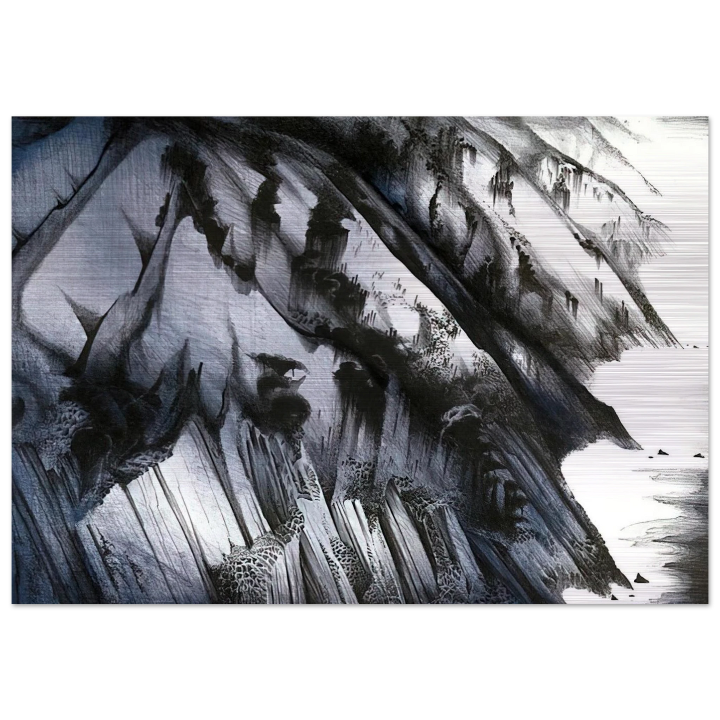 Cliffs of Darkness - Eyvind Earle Brushed Aluminum Print - 70x100 cm / 28x40 inches | Eyvind Earle Aluminum Print | Eyvind Earle Prints