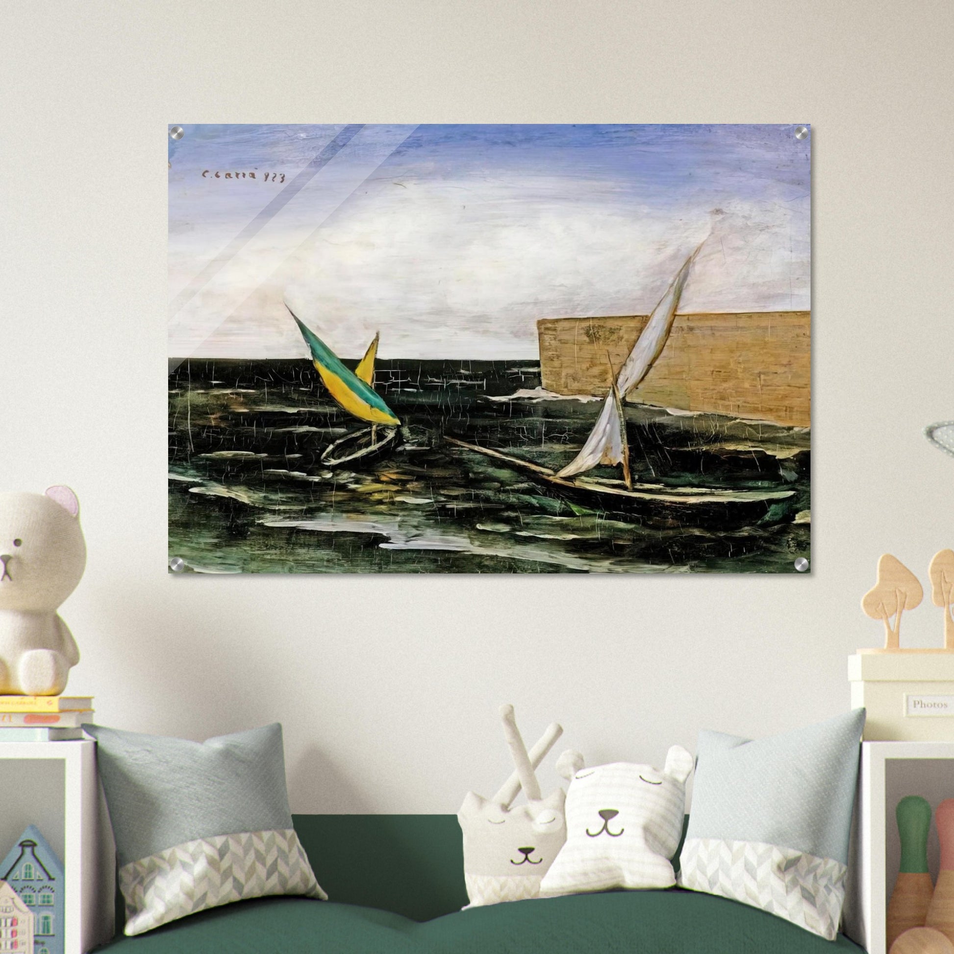 VELE NEL PORTO - Carlo Carra Acrylic Print - 70x100 cm / 28x40″ inches