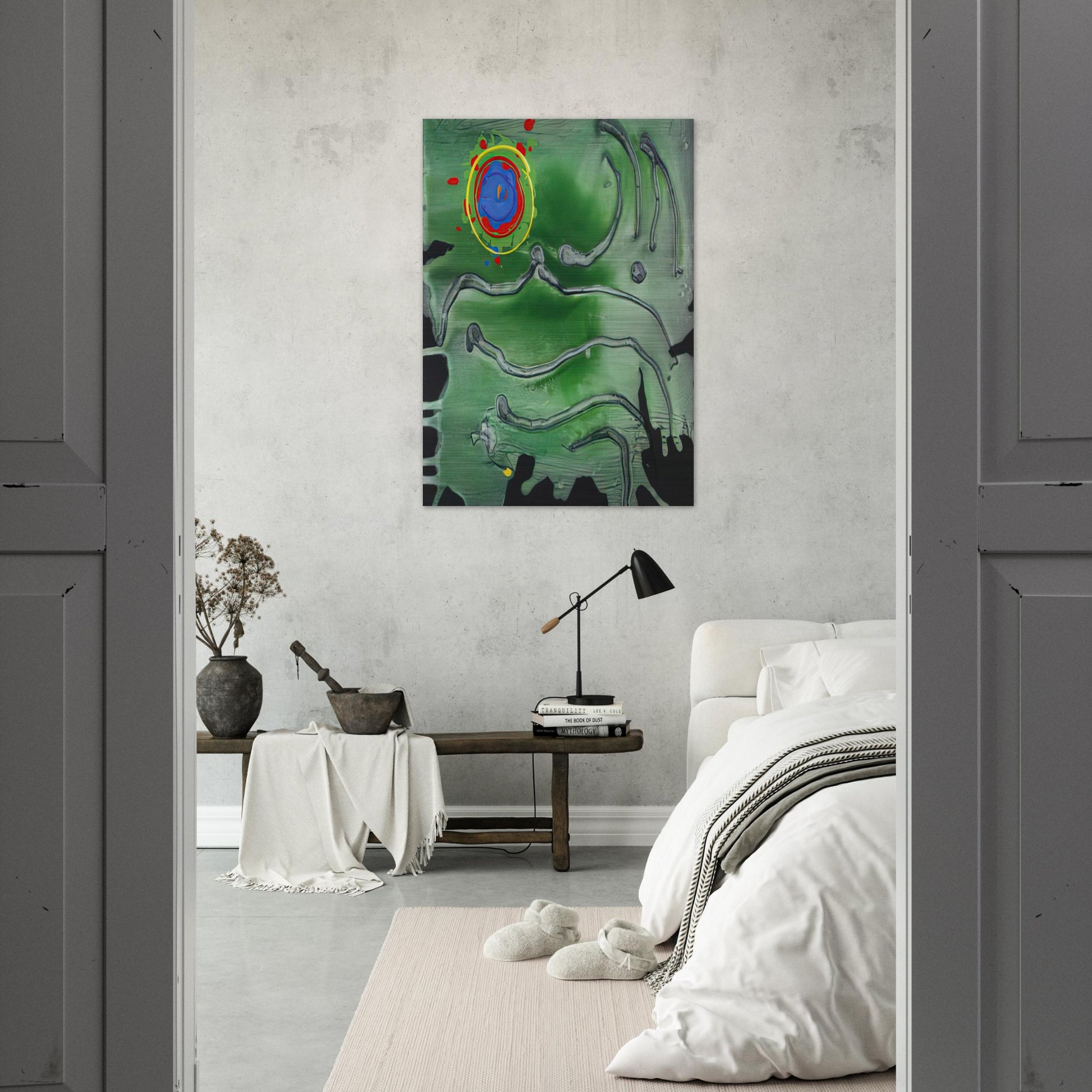 Green Sea Moon - 2006 - John Hoyland Brushed Aluminum Print - 70x100 cm / 28x40 inches | John Hoyland Aluminum Print | John Hoyland Prints