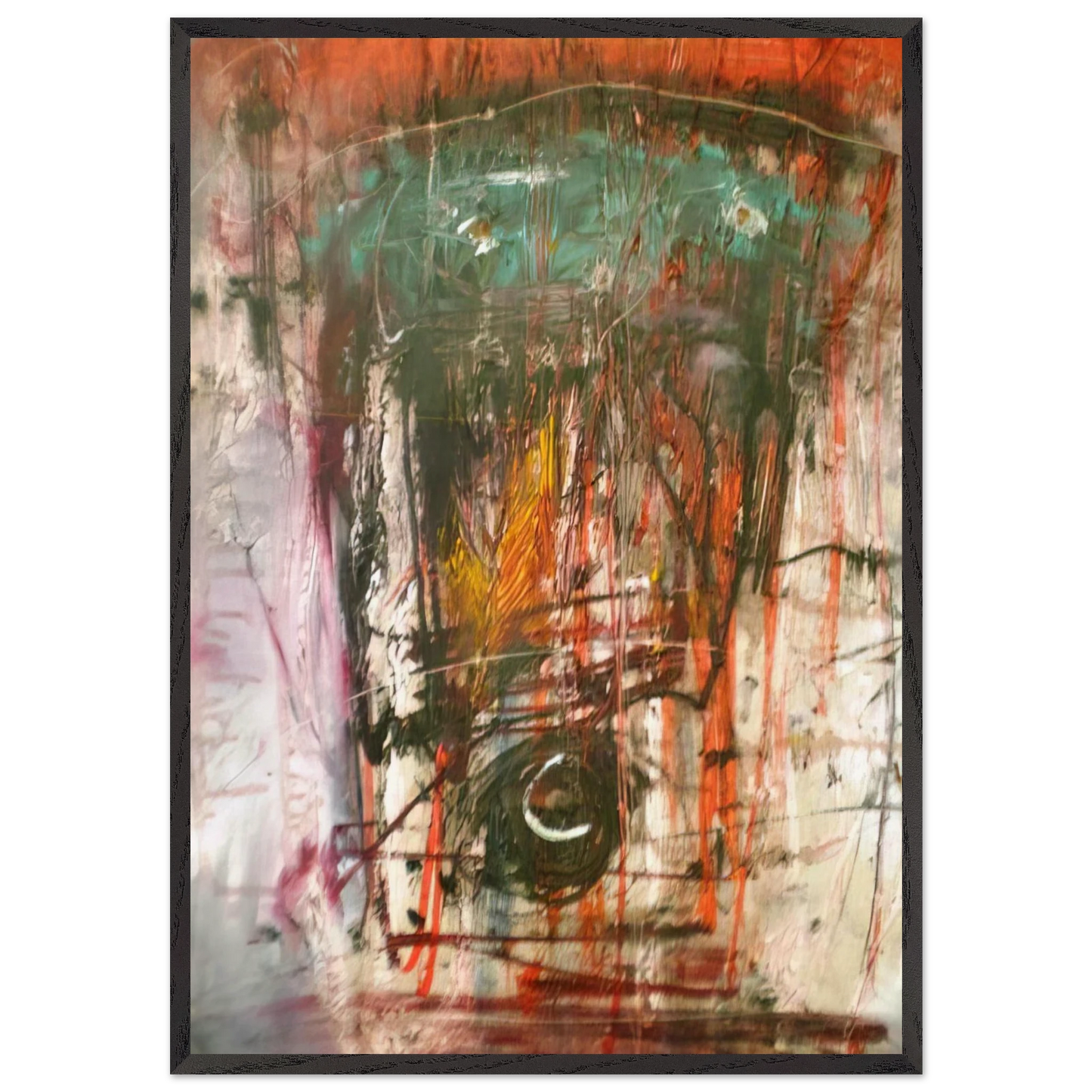 Composition - 1947 N2 - Wols 70x100 cm / 28x40 inches Framed Art Print – Black Wooden Frame