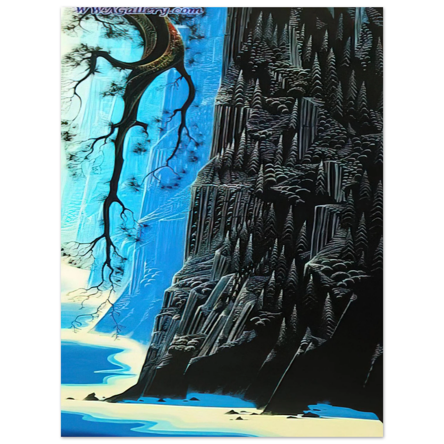 Eyvind Earle - Cliffs Ascending  75x100 cm / 30x40inches Fine Art Poster