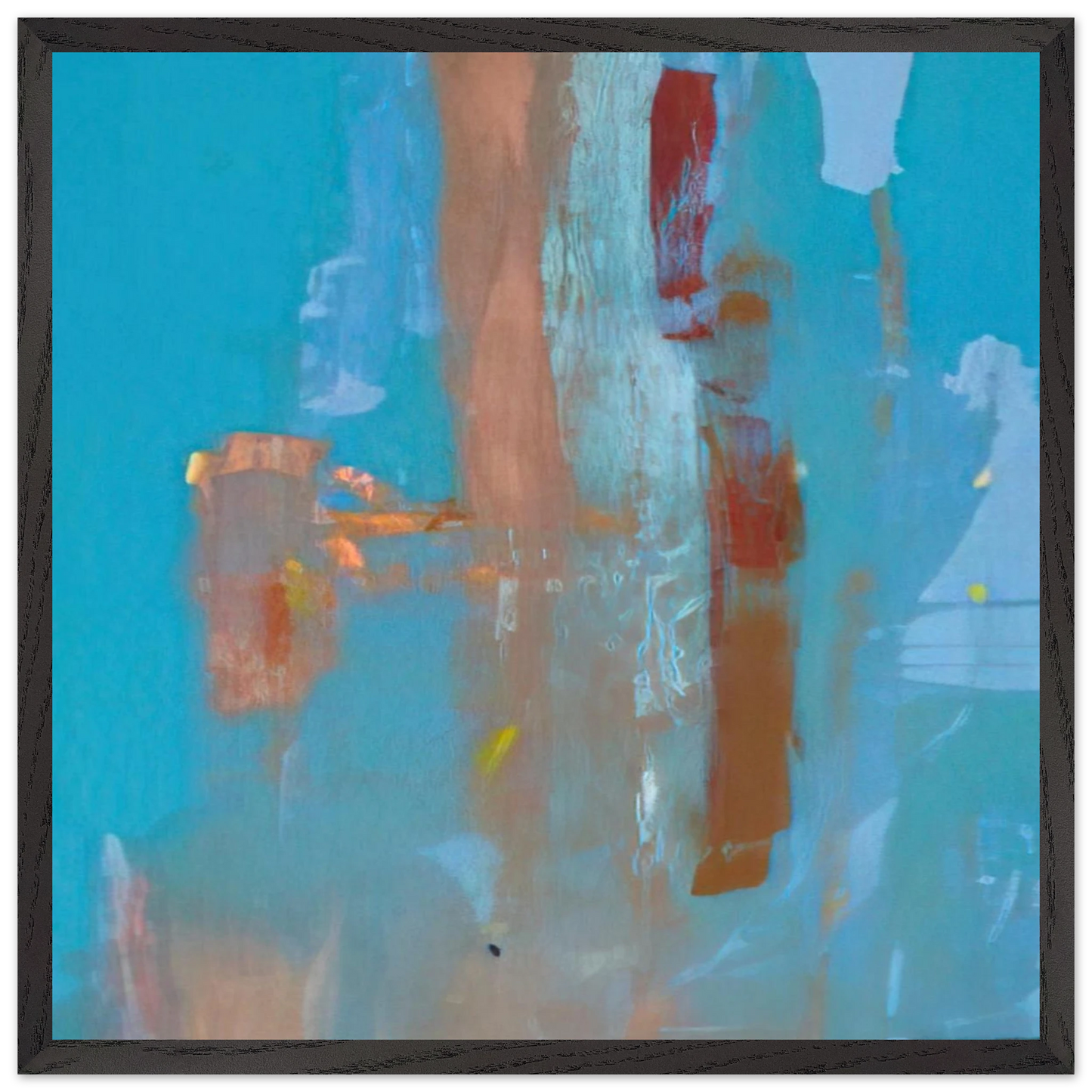 Helen Frankenthaler - In on Blue - 1976 Wall art - 50x50 cm / 20x20 inches - Premium Wooden Framed Poster With Fine Art Paper-canvas - Wood frame