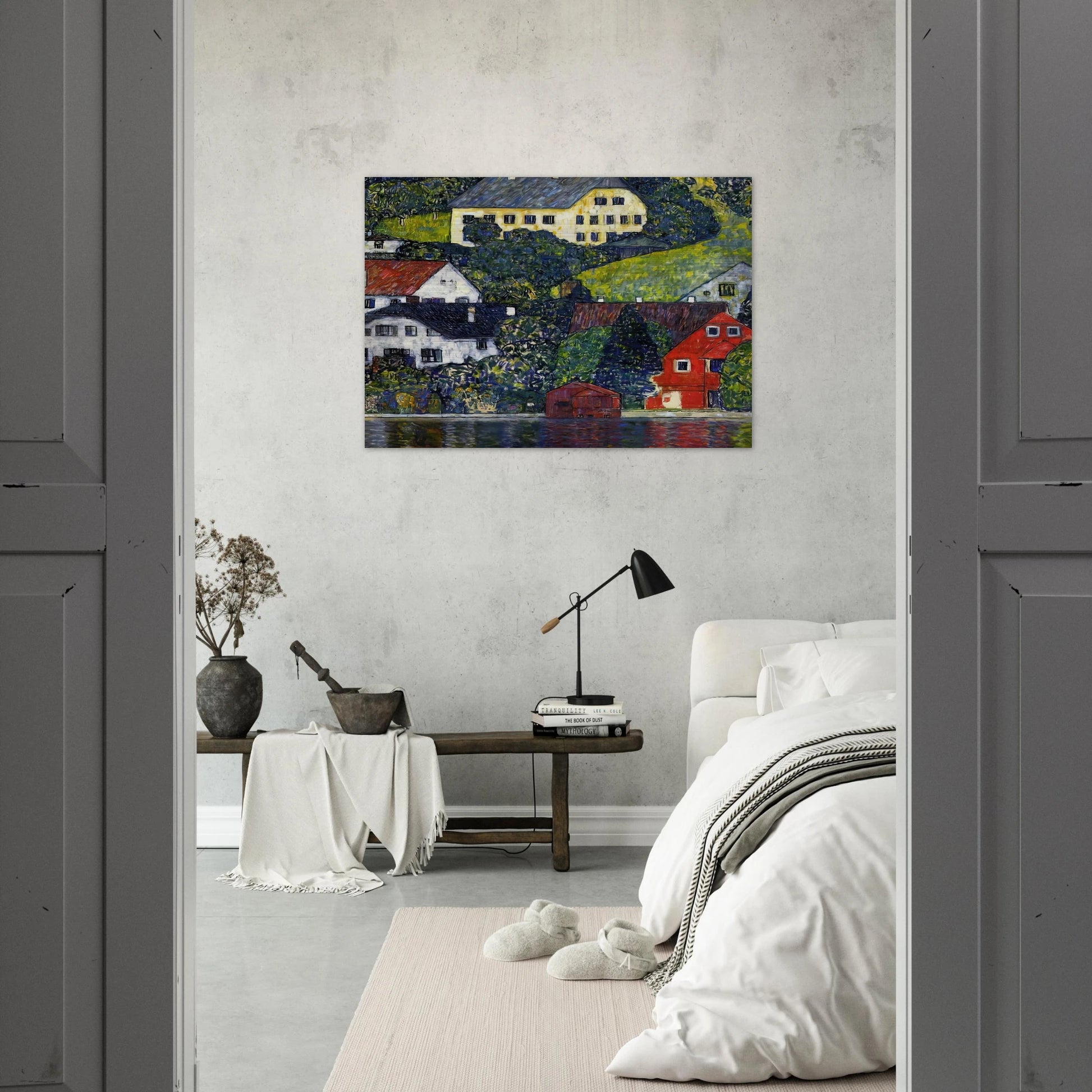 HOUSES AT UNTERACH ON THE ATTERSEE - Gustav Klimt Brushed Aluminum Print - 70x100 cm / 28x40 inches | Gustav Klimt Aluminum Print | Gustav Klimt Prints