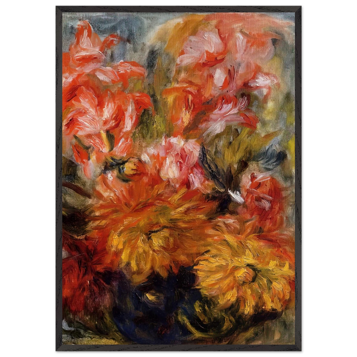 Gladiolas in a Blue Vase - Pierre-Auguste Renoir 70x100 cm / 28x40 inches Framed Art Print – Black Wooden Frame