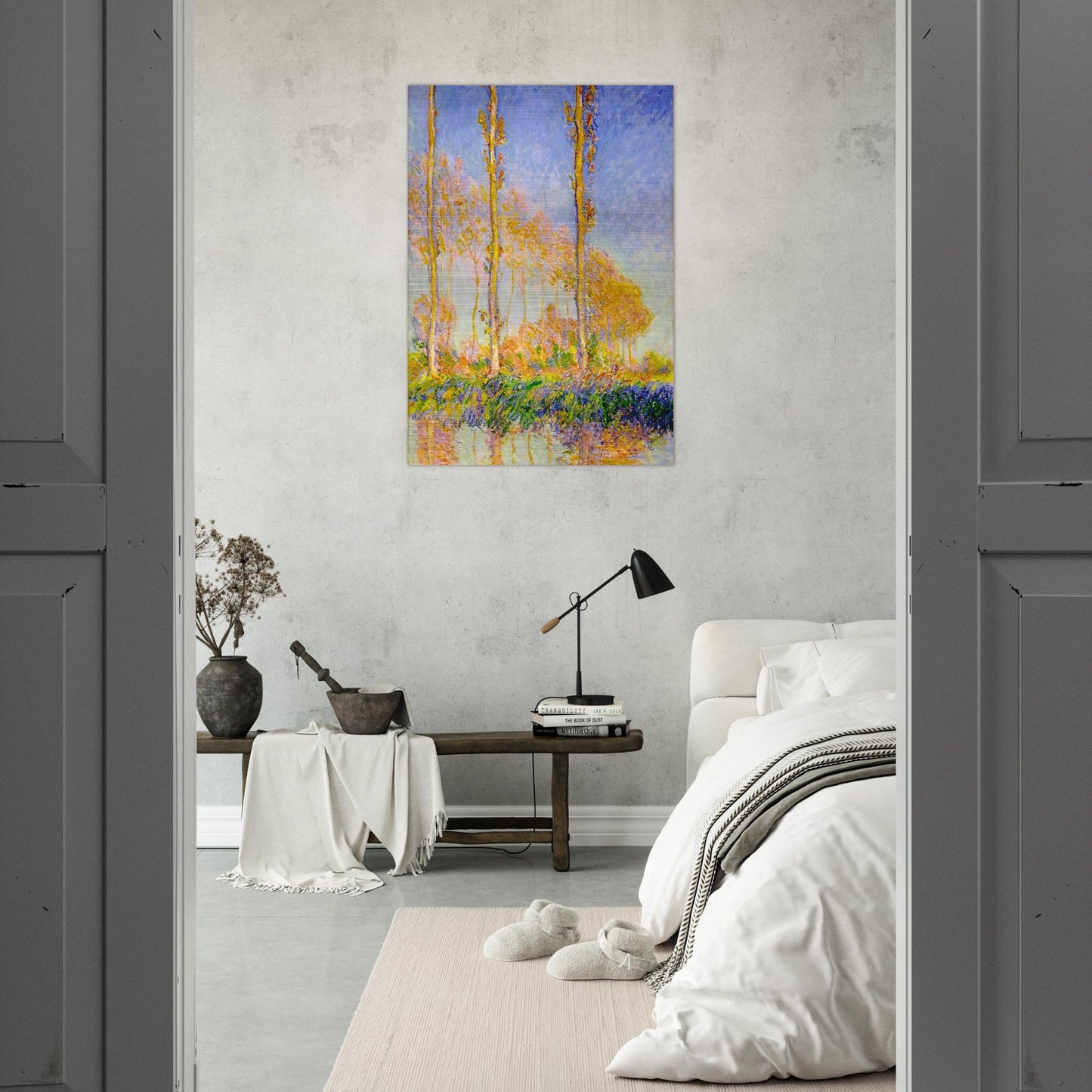 Poplars, Autumn, Pink Effect - claude monet Brushed Aluminum Print - 70x100 cm / 28x40 inches | claude monet Aluminum Print | claude monet Prints