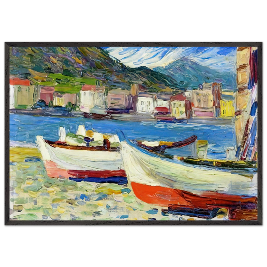 RAPALLO BOATS - Wassily Kandinsky 70x100 cm / 28x40 inches Framed Art Print – Black Wooden Frame