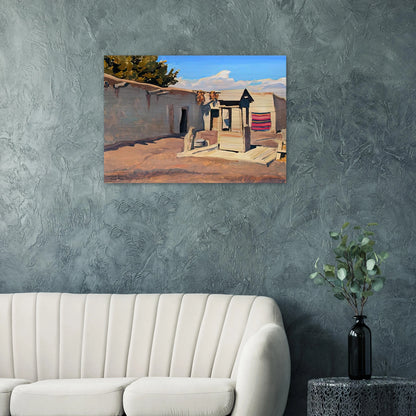OLD PATIO 1931 - Maynard Dixon Brushed Aluminum Print - 70x100 cm / 28x40 inches | Maynard Dixon Aluminum Print | Maynard Dixon Prints
