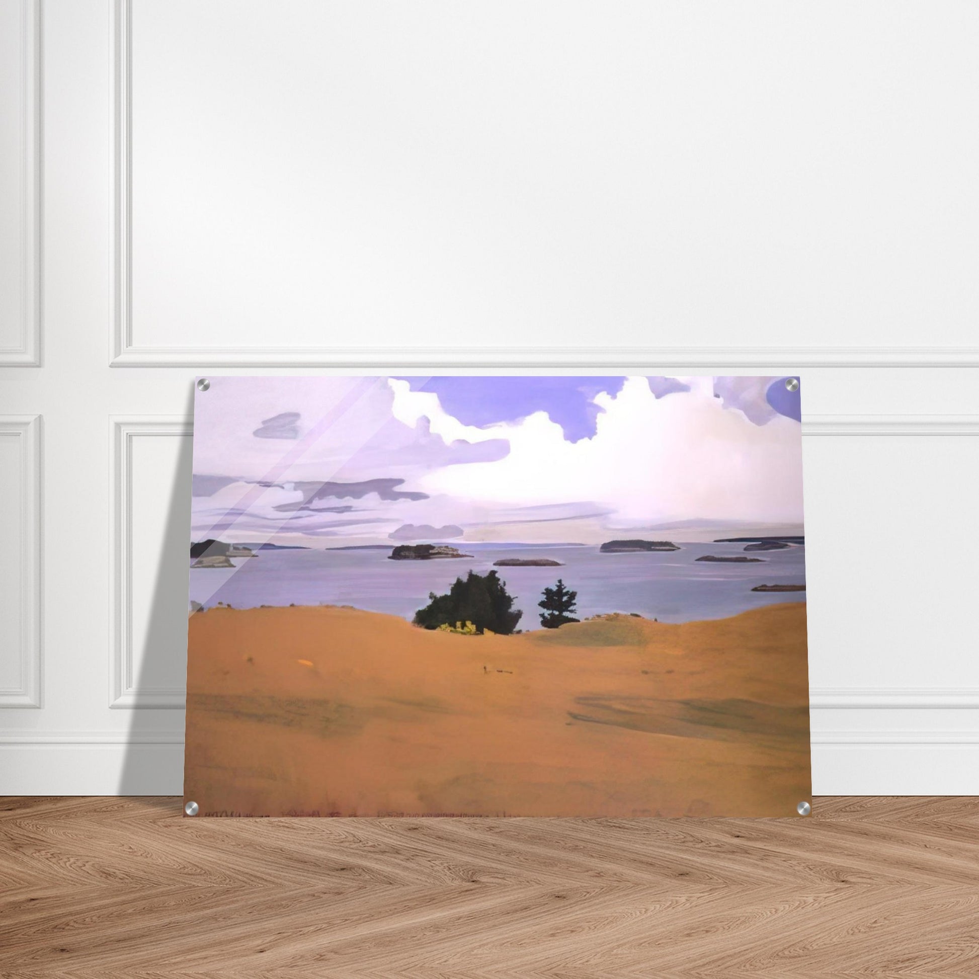 PENOBSCOT BAY WITH YELLOW FIELD 1968 - Fairfield Porter Acrylic Print - 70x100 cm / 28x40″ inches