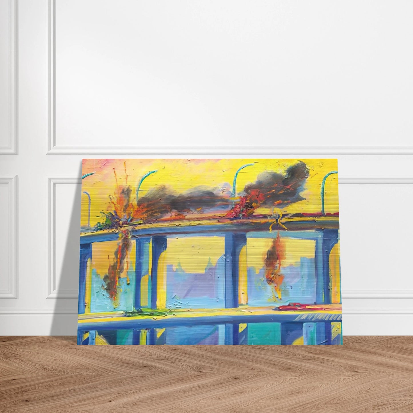 Sunset Crash - 1982 - Carlos Almaraz Brushed Aluminum Print - 70x100 cm / 28x40 inches | Carlos Almaraz Aluminum Print | Carlos Almaraz Prints