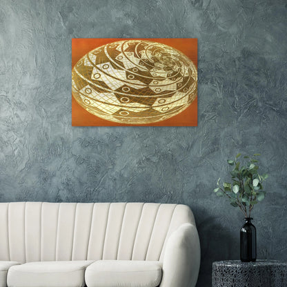 SPHERE SURFACE WITH FISHES COLOUR - MC Escher Brushed Aluminum Print - 70x100 cm / 28x40 inches | MC Escher Aluminum Print | MC Escher Prints