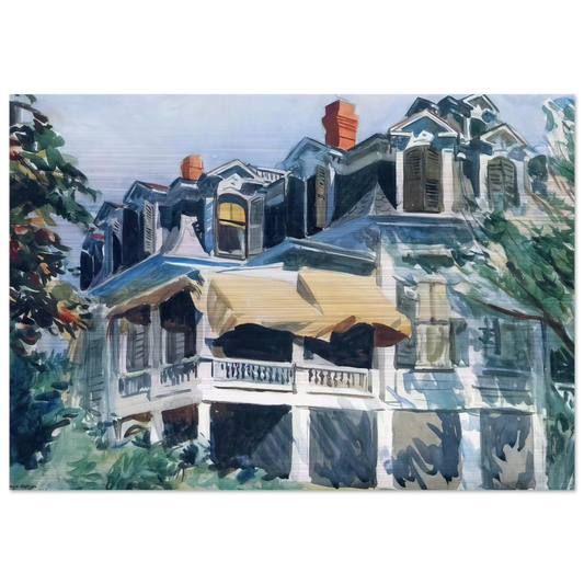 The Mansard Roof - Edward Hopper Brushed Aluminum Print - 70x100 cm / 28x40 inches | Edward Hopper Aluminum Print | Edward Hopper Prints