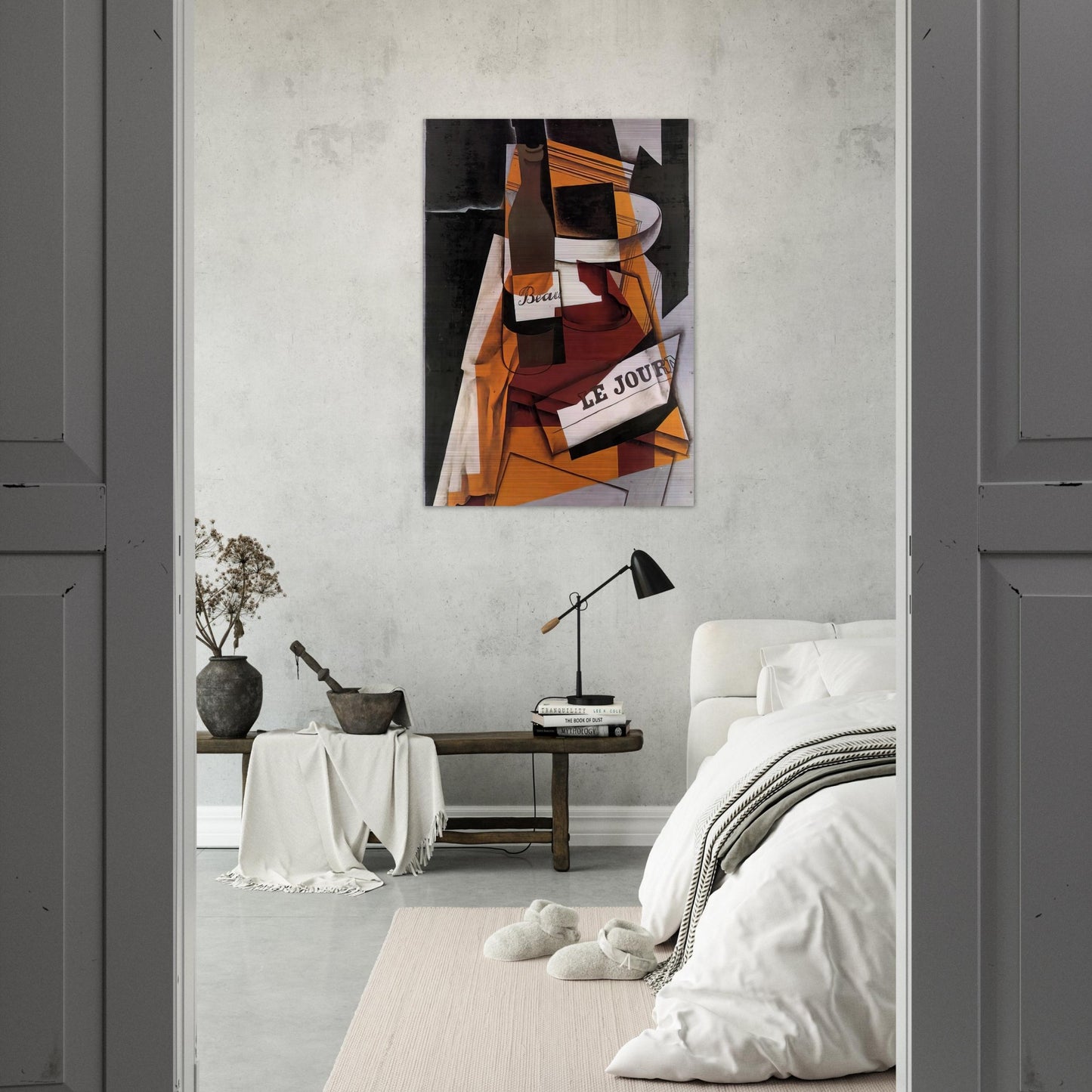 BOTTLE NEWSPAPER AND FRUIT BOWL 1915 - Juan Gris Brushed Aluminum Print - 70x100 cm / 28x40 inches | Juan Gris Aluminum Print | Juan Gris Prints