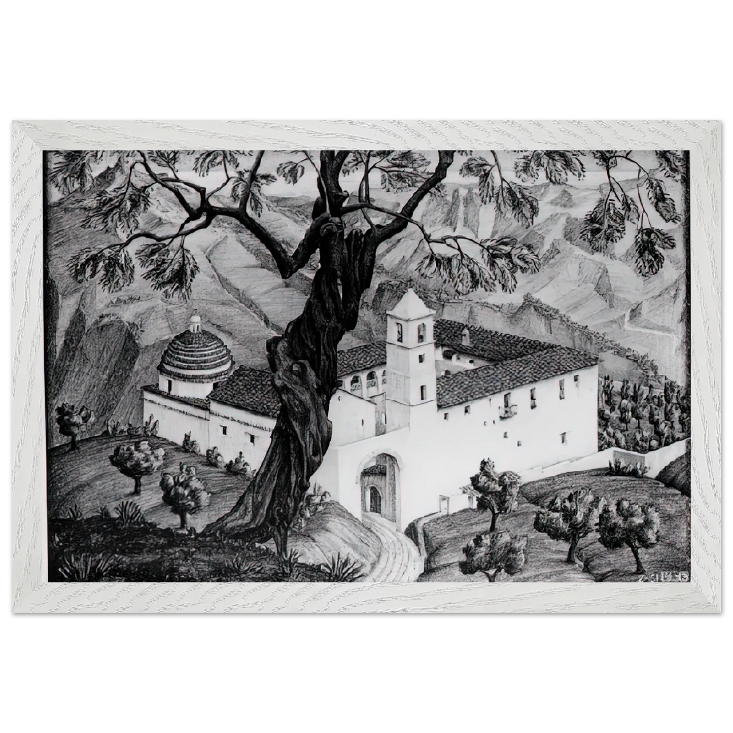 MC Escher - CLOISTER NEAR ROCCA IMPERIALE CALABRIA Wall Art - 30x40 cm / 12x16 inches - Fine Art Poster-canvas - -