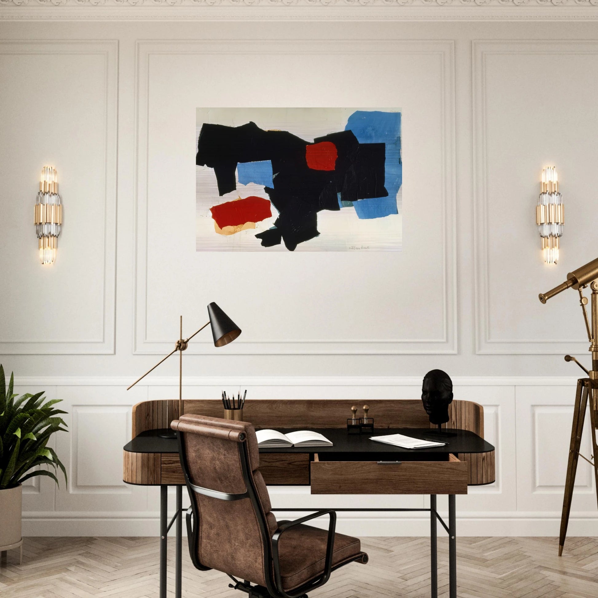 BLUE RED BLACK AND WHITE 1961 - Esteban Vicente Brushed Aluminum Print - 70x100 cm / 28x40 inches | Esteban Vicente Aluminum Print | Esteban Vicente Prints