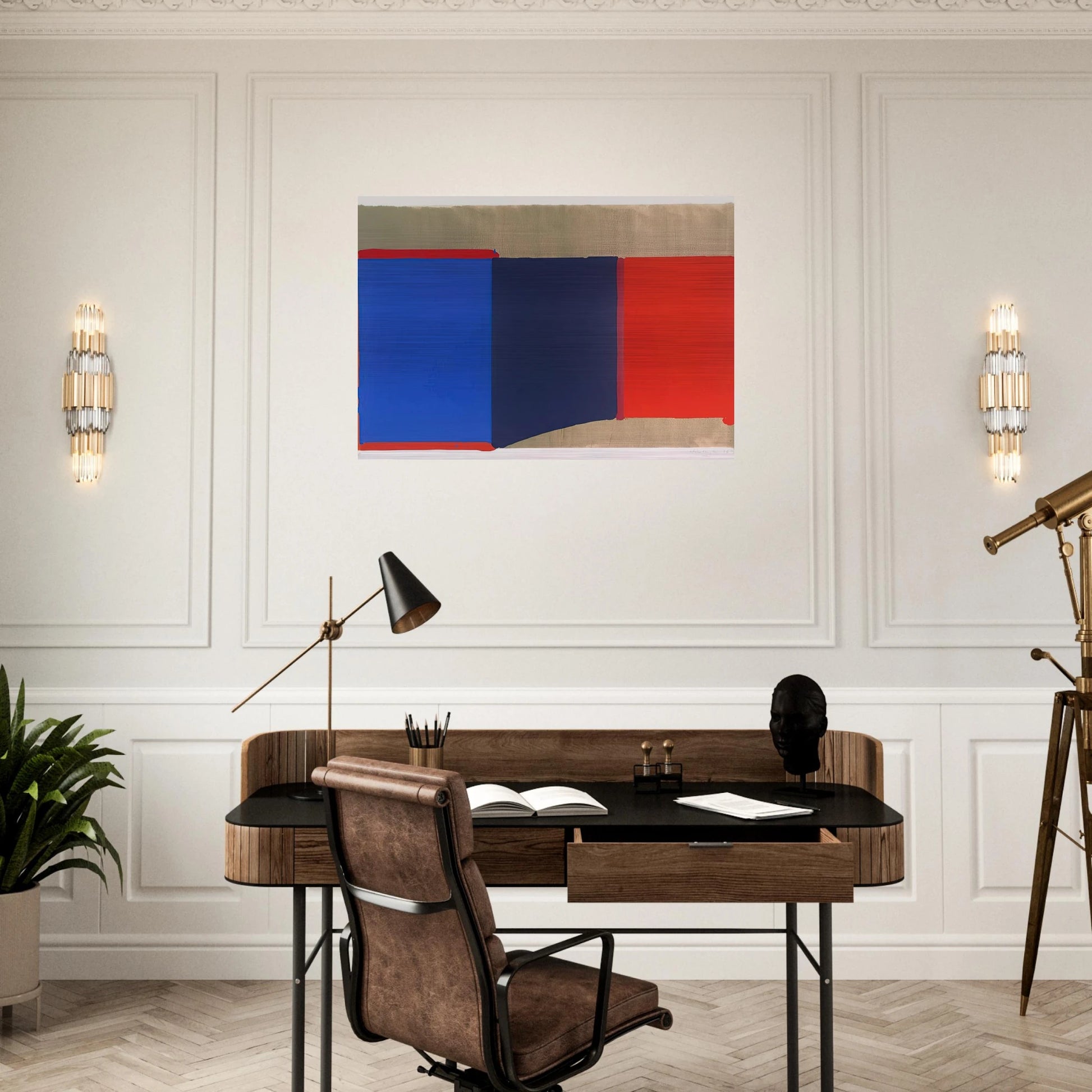 Blues, Reds - 1969 - John Hoyland Brushed Aluminum Print - 70x100 cm / 28x40 inches | John Hoyland Aluminum Print | John Hoyland Prints