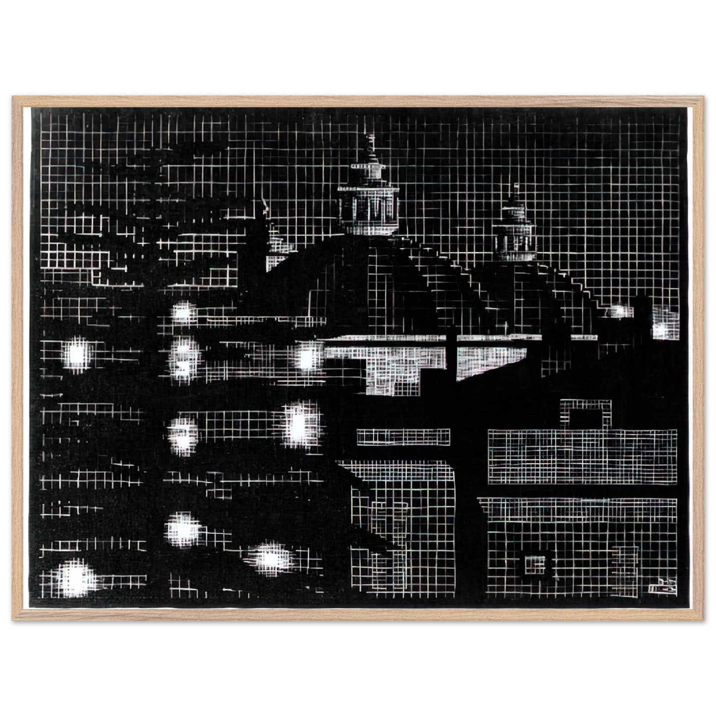 MC Escher - NOCTURNAL ROME 5 Wall Art - 30x40 cm / 12x16 inches - Premium Wooden Framed Poster With Fine Art Paper-canvas - Wood frame