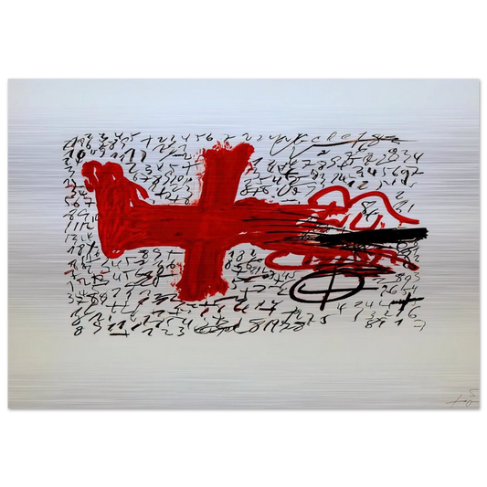JAMBE ET CHIFFRES 1984 - Antoni Tapies Brushed Aluminum Print - 70x100 cm / 28x40 inches | Antoni Tapies Aluminum Print | Antoni Tapies Prints