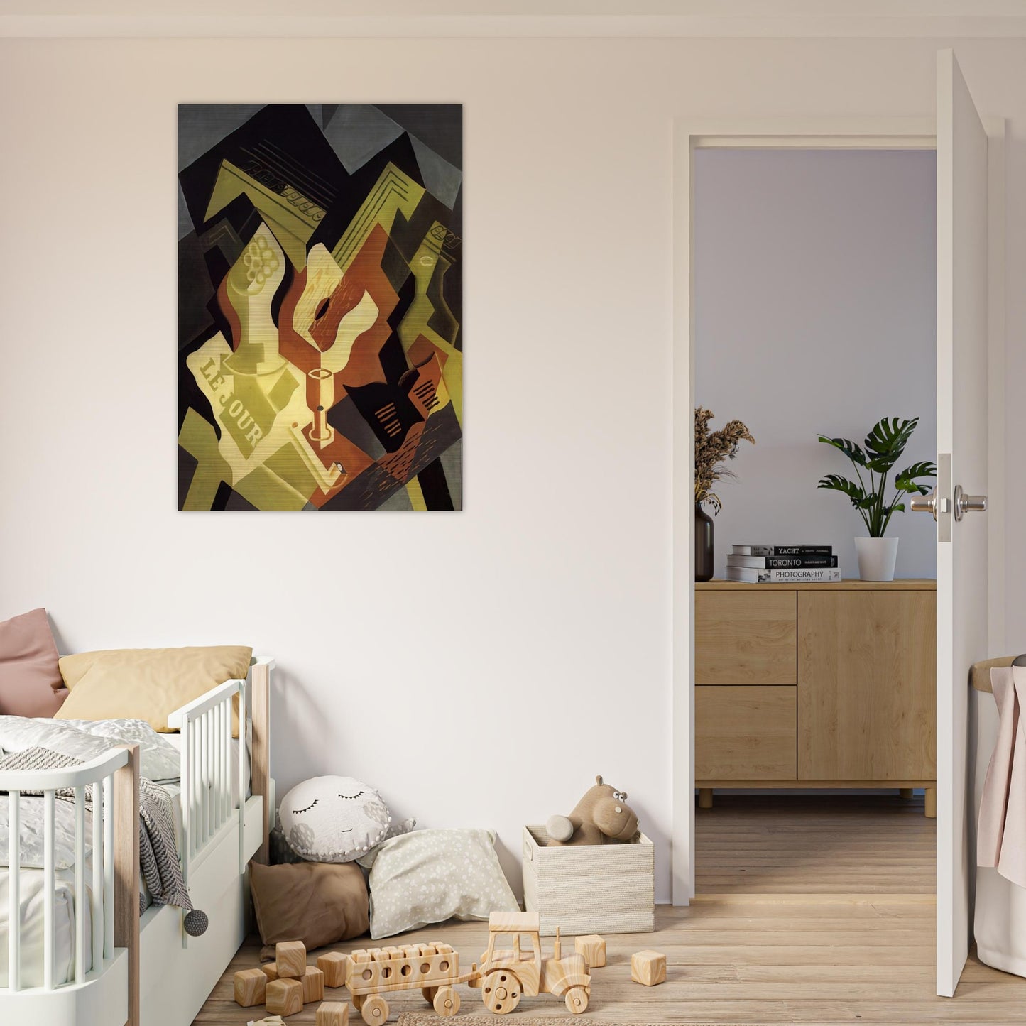 GUITAR AND FRUIT DISH - Juan Gris Brushed Aluminum Print - 70x100 cm / 28x40 inches | Juan Gris Aluminum Print | Juan Gris Prints