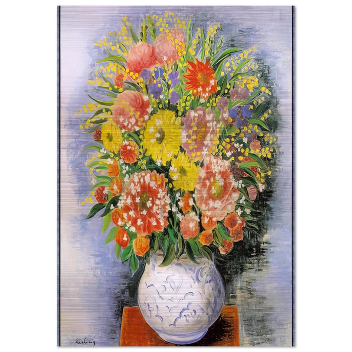 BOUQUET OF VARIOUS FLOWERS AND MIMOSA - Moise Kisling Brushed Aluminum Print - 70x100 cm / 28x40 inches | Moise Kisling Aluminum Print | Moise Kisling Prints