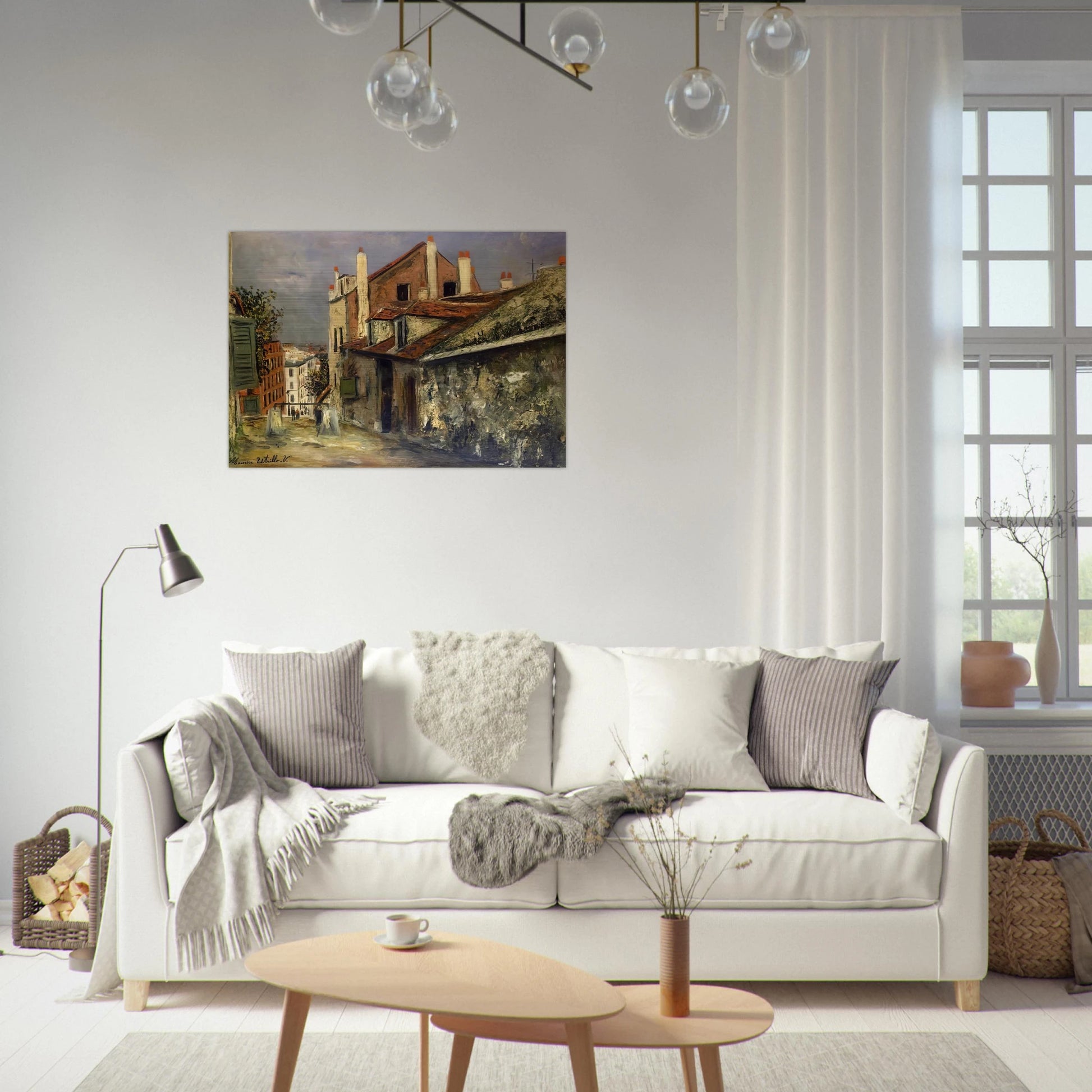 THE HOUSE OF MIMI PINSON IN MONTMARTRE - Maurice Utrillo Brushed Aluminum Print - 70x100 cm / 28x40 inches | Maurice Utrillo Aluminum Print | Maurice Utrillo Prints