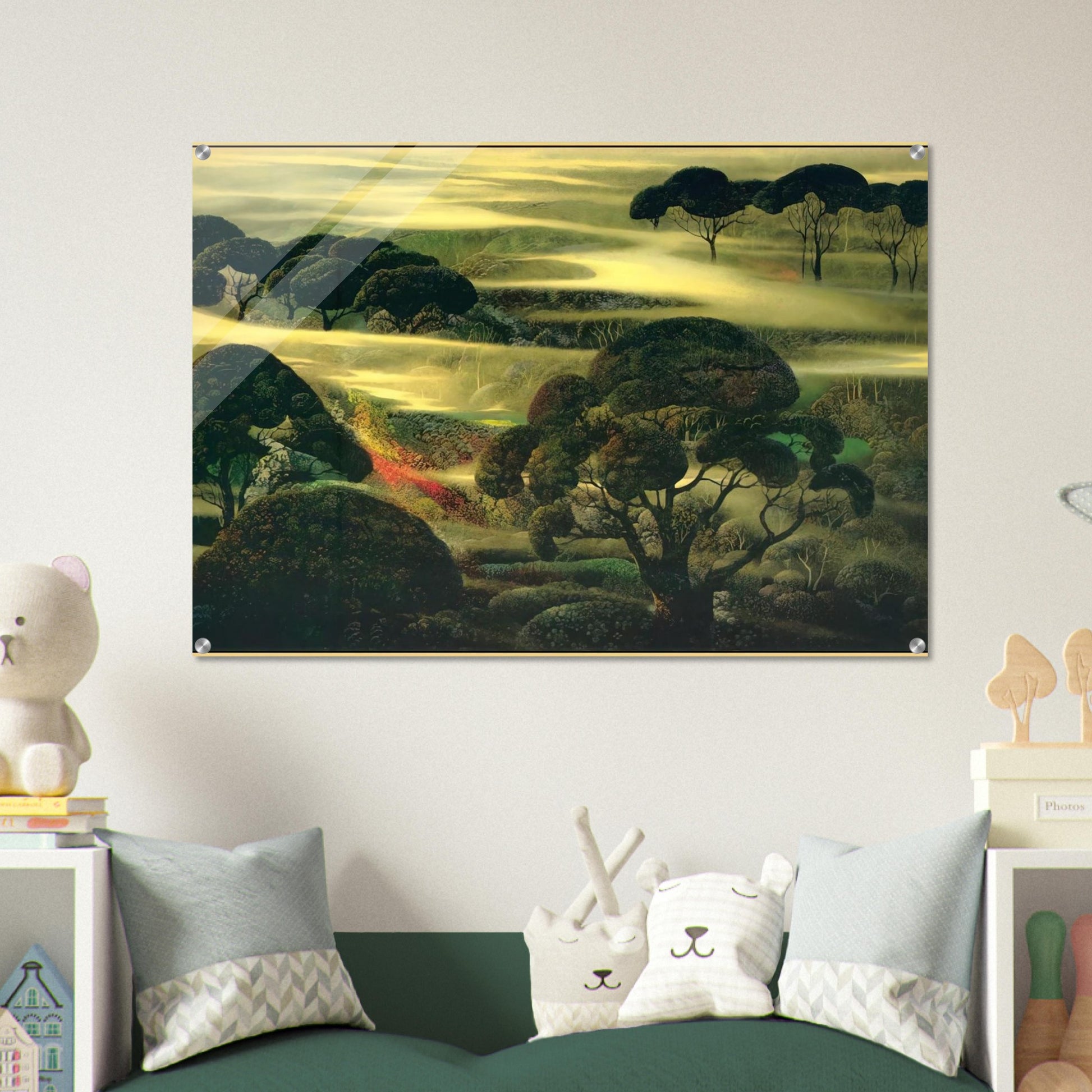 Forest in Fog - Eyvind Earle Acrylic Print - 70x100 cm / 28x40″ inches | Eyvind Earle Wall Art | Eyvind Earle Prints