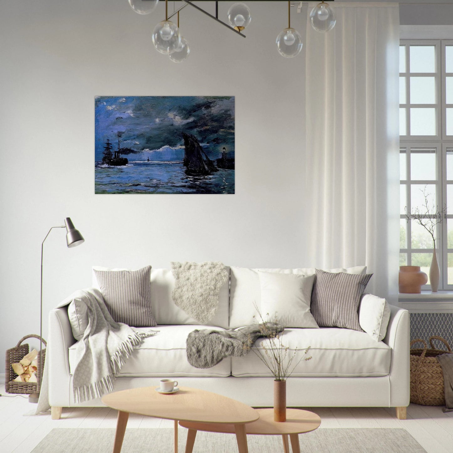 Seascape, Night Effect - claude monet Brushed Aluminum Print - 70x100 cm / 28x40 inches | claude monet Aluminum Print | claude monet Prints