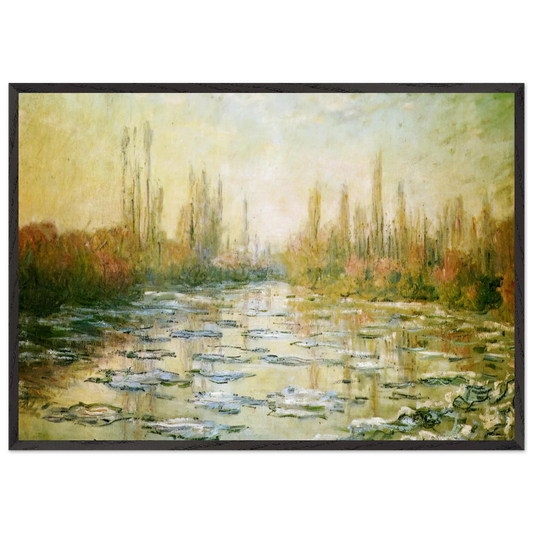 The Ice Floes - claude monet 70x100 cm / 28x40 inches Framed Art Print – Black Wooden Frame