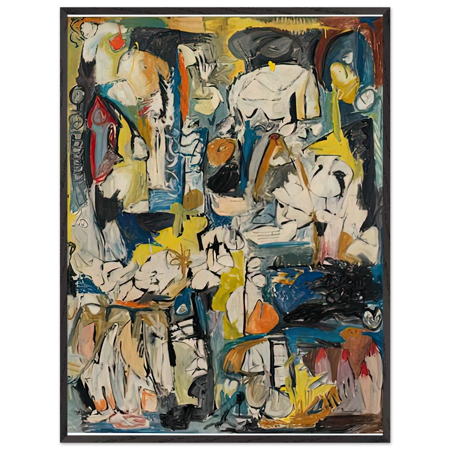 Helen Frankenthaler - Village, 1951- Wall Art - 21x29.7 cm / 8x12" - Premium Wooden Framed Poster With Fine Art Paper-canvas - Black frame