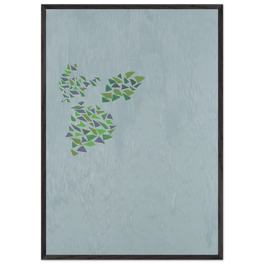 Colors on Blue - Post-Painterly Abstraction - Robert Goodnough 70x100 cm / 28x40 inches Framed Art Print – Black Wooden Frame