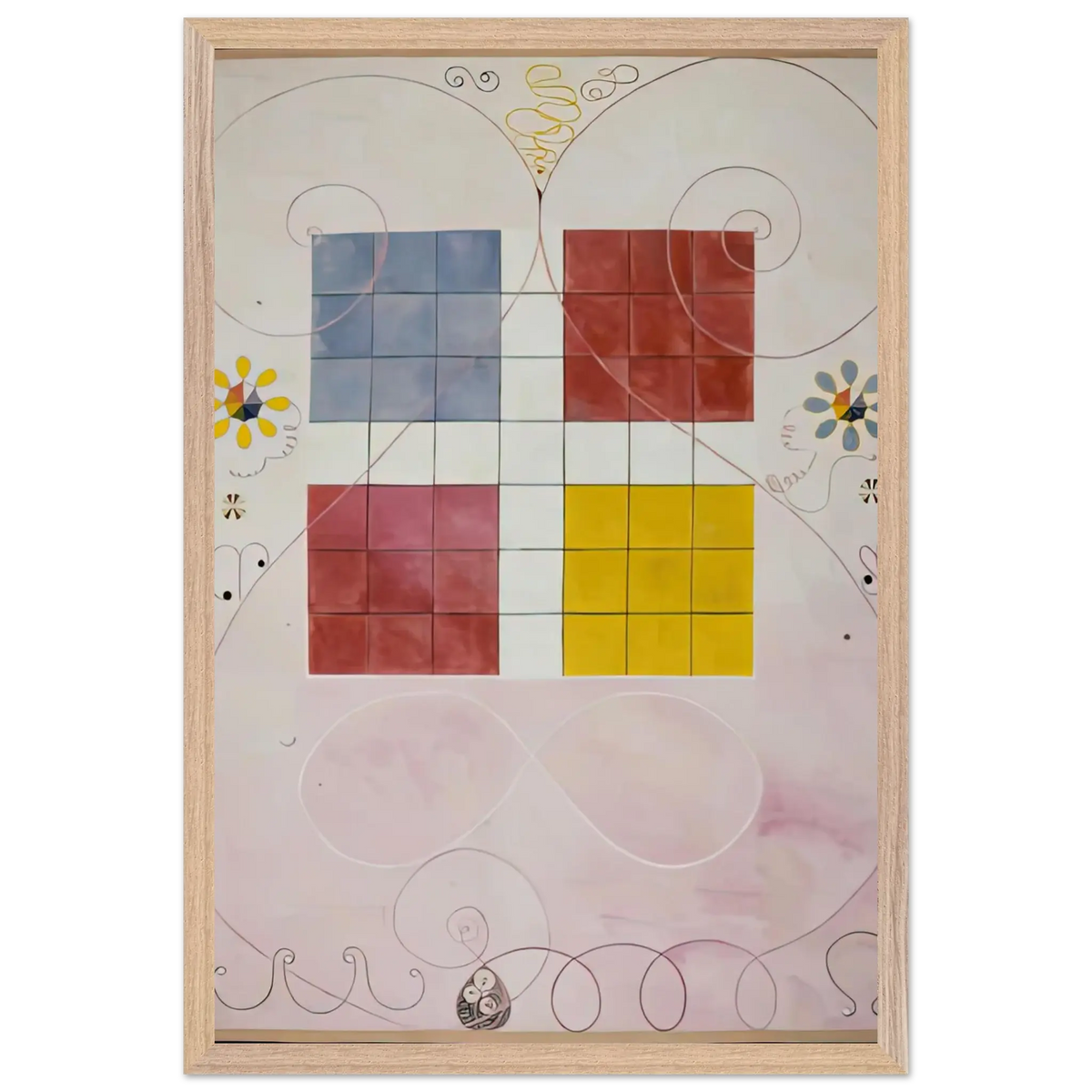 Hilma af Klint - DE TIO ST RSTA N 10 ALDERDOMEN 1907 Wall art - 20x25 cm / 8x10 Inches - Premium Wooden Framed Poster With Fine Art Paper - White frame