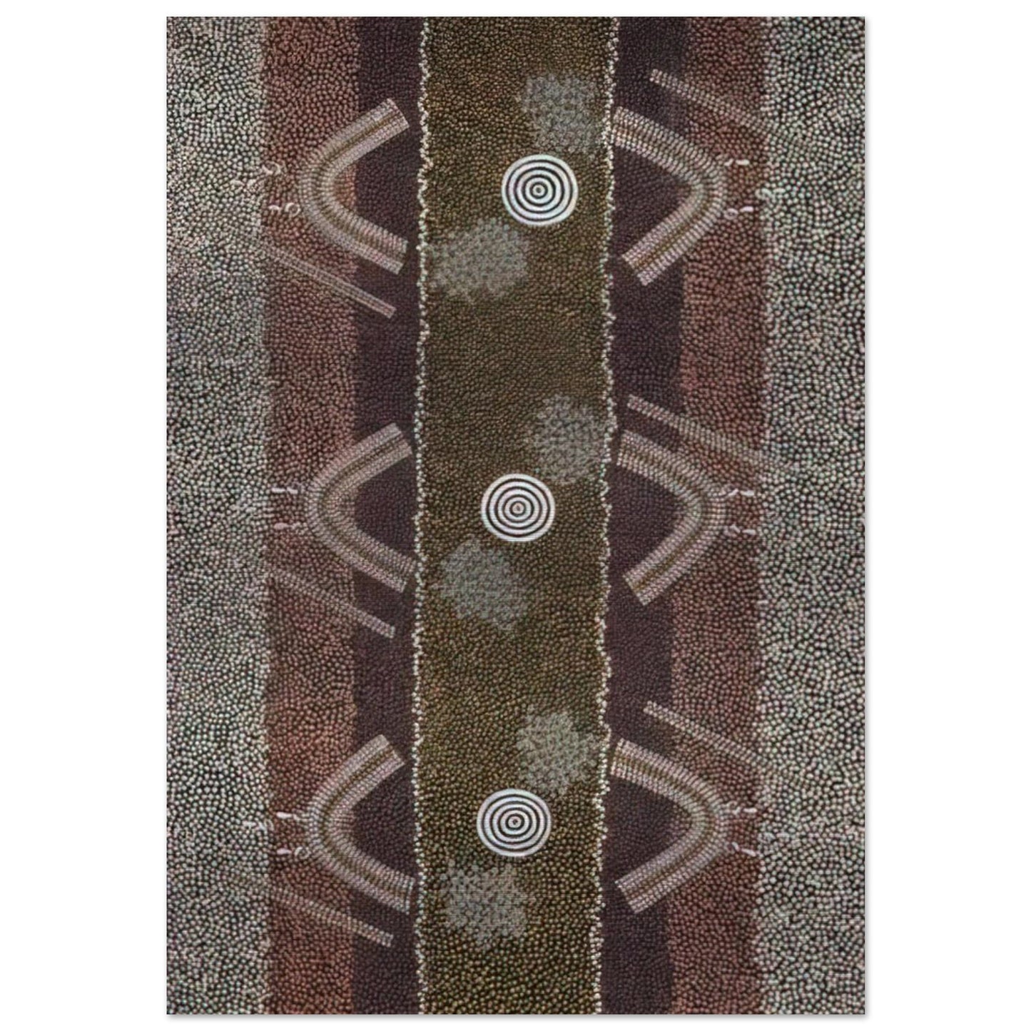 Ground and Body Designs Used in Ceremonies at Arranki on Mt Allan Station - 1982 - Clifford Possum Tjapaltjarri Brushed Aluminum Print - 70x100 cm / 28x40 inches | Clifford Possum Tjapaltjarri Aluminum Print | Clifford Possum Tjapaltjarri Prints