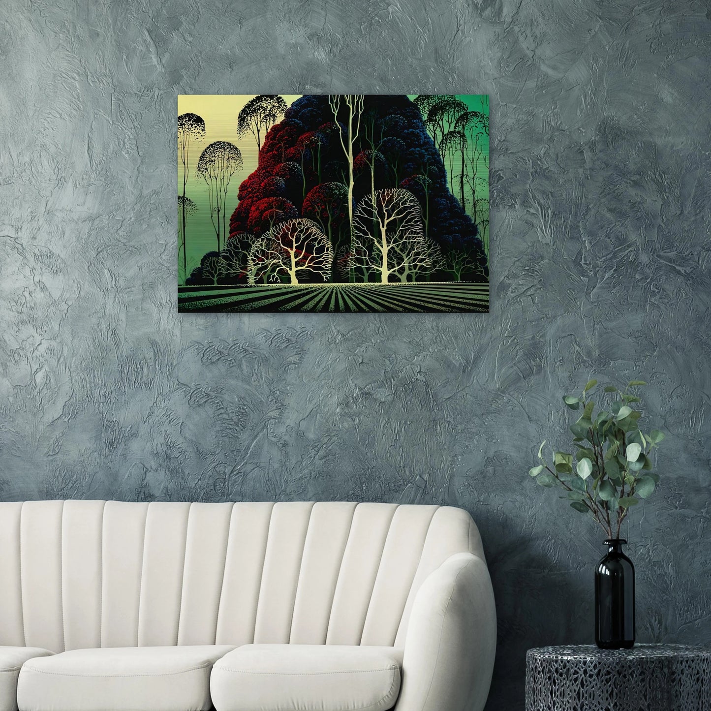 Eucalyptus Forest - Eyvind Earle Brushed Aluminum Print - 70x100 cm / 28x40 inches | Eyvind Earle Aluminum Print | Eyvind Earle Prints