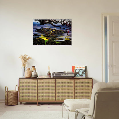 Mystic Mountain - Eyvind Earle Brushed Aluminum Print - 70x100 cm / 28x40 inches | Eyvind Earle Aluminum Print | Eyvind Earle Prints