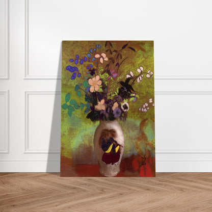 VASE WITH JAPANESE WARRIOR 1905 - Odilon Redon Brushed Aluminum Print - 70x100 cm / 28x40 inches | Odilon Redon Aluminum Print | Odilon Redon Prints